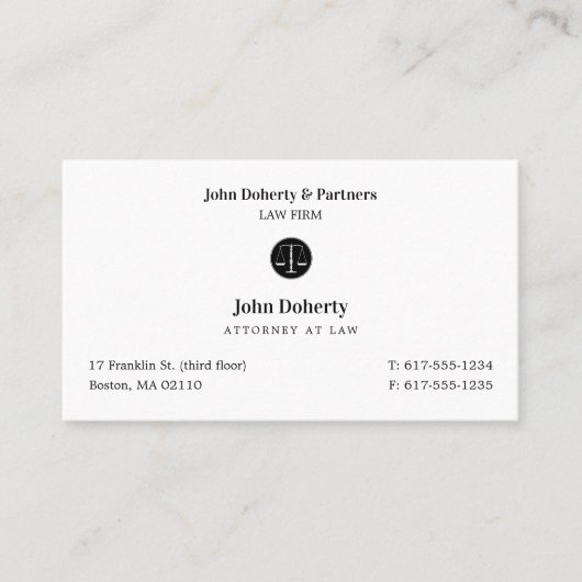 Carte De Visite Procureur | Avocat classique (Devant)