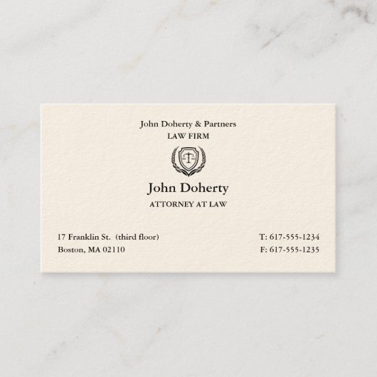 Carte De Visite Procureur | Avocat classique (Devant)