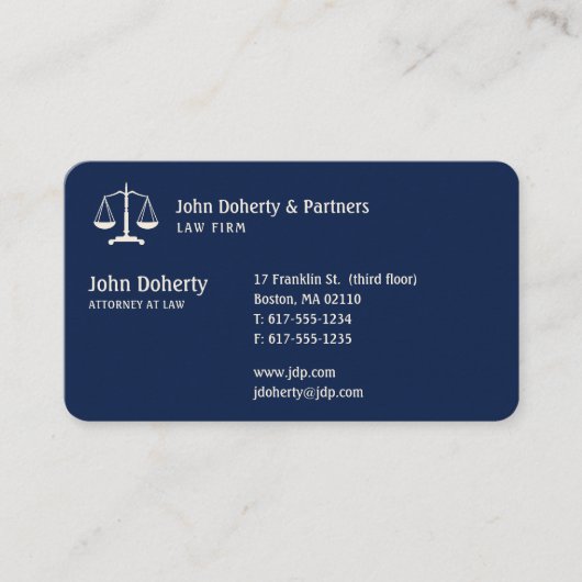 Carte De Visite Procureur | Bleu élégant (Devant)