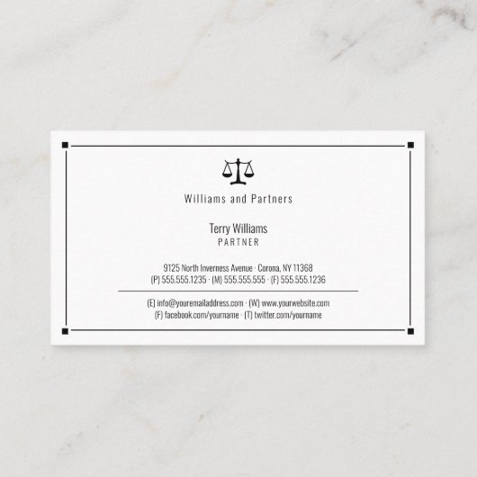 Carte De Visite PROCUREUR DE DROIT | Classy élégant (Dos)