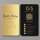 Carte De Visite Procureur de la loi Monogram Gold Black QR Code