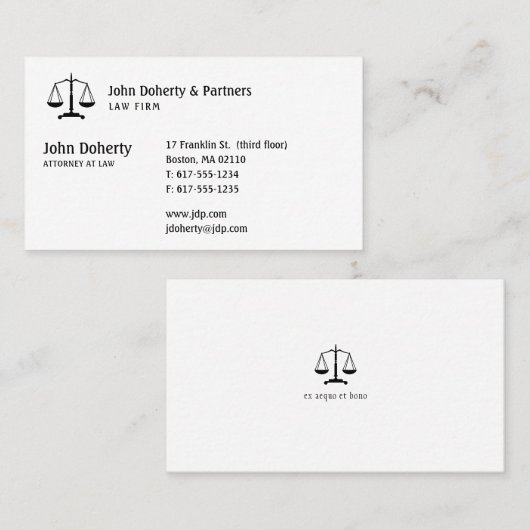 Carte De Visite Procureur | Élégant noir (Devant / Derrière)