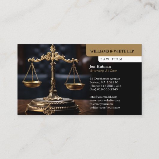 Carte De Visite Procureur | Élégant professionnel (Devant)