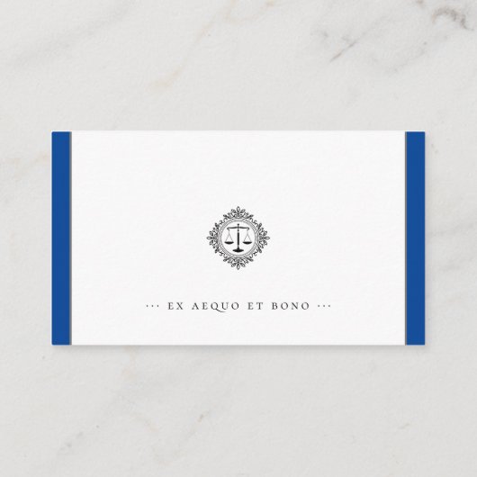 Carte De Visite Procureur | Élégantes échelles bleu foncé (Dos)