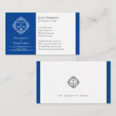 Carte De Visite Procureur | Élégantes échelles bleu foncé (Devant / Derrière)
