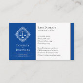 Carte De Visite Procureur | Élégantes échelles bleu foncé (Devant)
