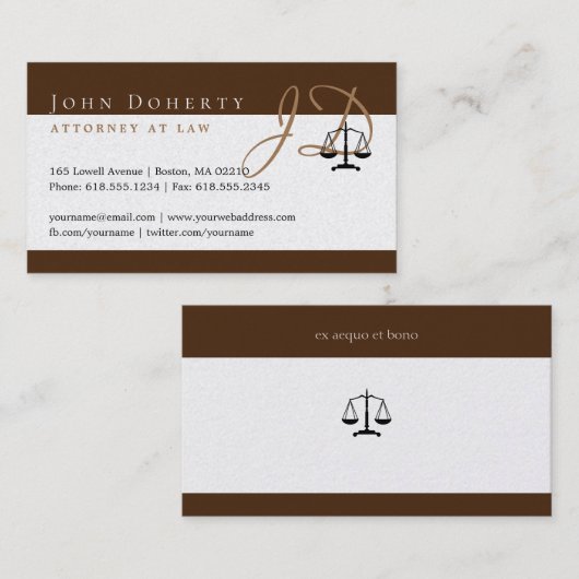 Carte De Visite Procureur | Initiales (Devant / Derrière)