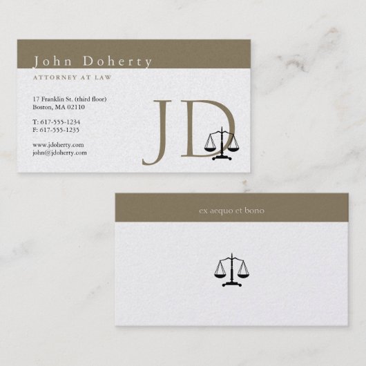 Carte De Visite Procureur | Initiales d'or (Devant / Derrière)