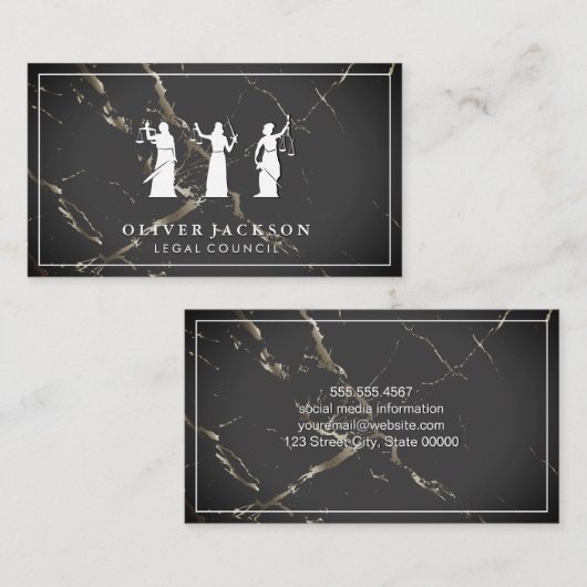 Carte De Visite Procureur | Marbre | Justice aveugle (Devant / Derrière)