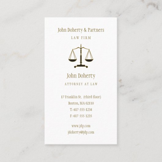 Carte De Visite Procureur | Or élégant (Devant)