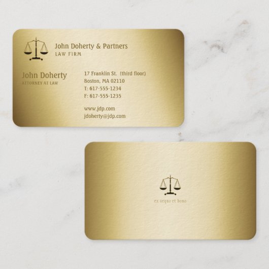 Carte De Visite Procureur | Or élégant (Devant / Derrière)