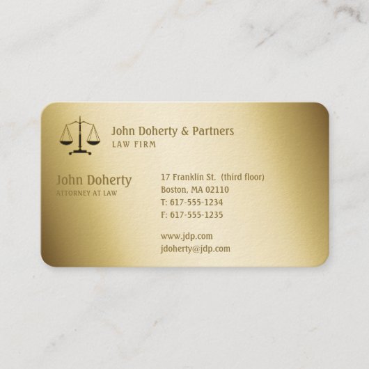 Carte De Visite Procureur | Or élégant (Devant)
