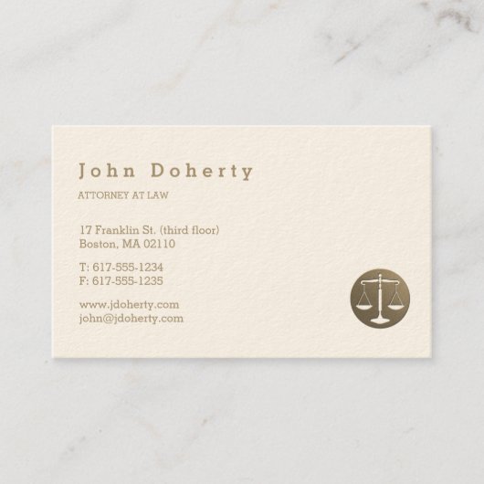 Carte De Visite Procureur | Or élégant (Devant)