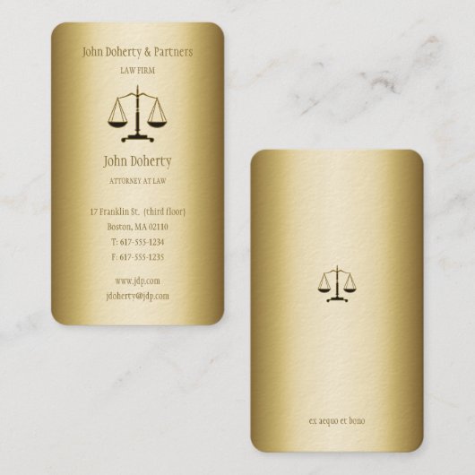 Carte De Visite Procureur | Or élégant (Devant / Derrière)