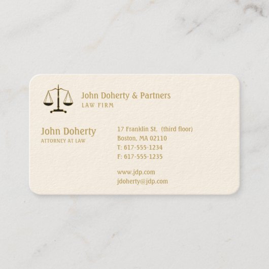 Carte De Visite Procureur | Or élégant (Devant)