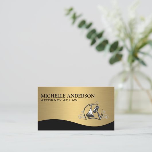 Carte De Visite Procureur | Or métallique | Gavel (Debout devant)