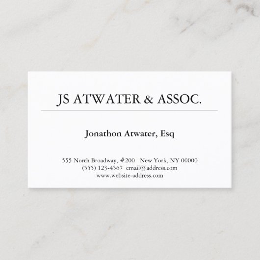 Carte De Visite Procureur professionnel élégant (Devant)