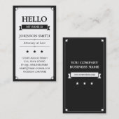 Carte De Visite Procureur - Retro Bonjour Mon nom est (Devant / Derrière)