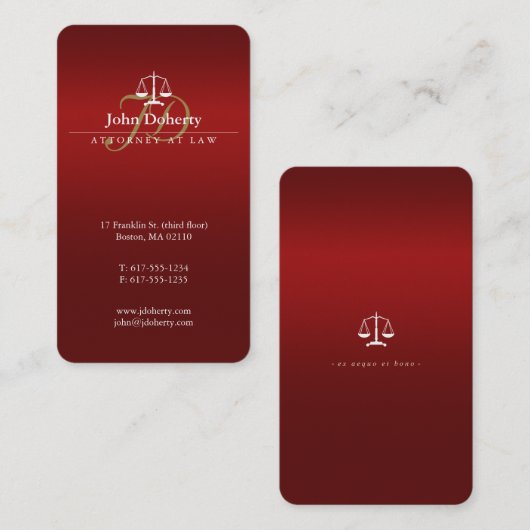 Carte De Visite Procureur | Scales classiques de justice (Devant / Derrière)