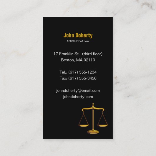 Carte De Visite Procureur| Scales classiques de justice (Dos)