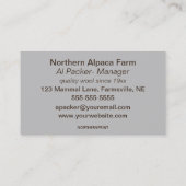 Carte De Visite Producteur de laine d'Alpaca modifiable (Dos)