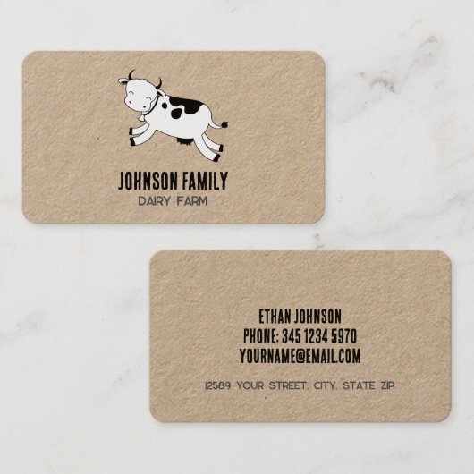 Carte De Visite Producteur laitier de lait (Devant / Derrière)