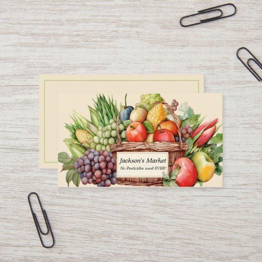 Carte De Visite Produire le panier de fruits et légumes du marché (Devant/Arrière en situation)