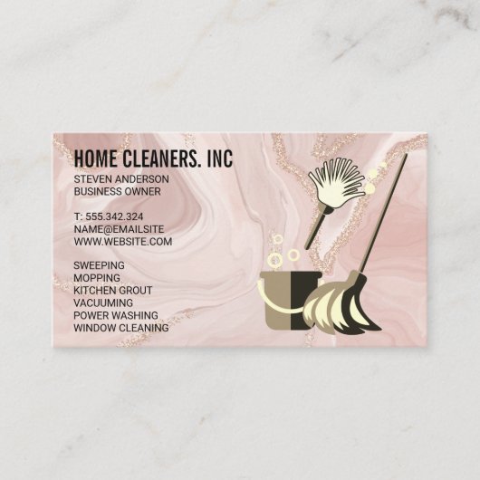 Carte De Visite Produits de nettoyage | Marbre rose (Devant)