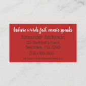 Carte De Visite Professeur Beantown Banjo Personnaliser (Dos)