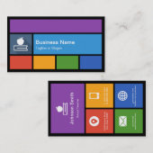 Carte De Visite Professeur - Carreaux colorés Créatif (Devant / Derrière)