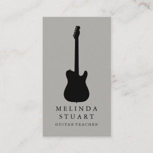 Carte De Visite Professeur chic minimaliste moderne de guitare de
