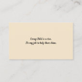 Carte De Visite Professeur Cute Owl Éducateur Professionnel (Dos)