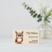 Carte De Visite Professeur Cute Owl Éducateur Professionnel (Debout devant)