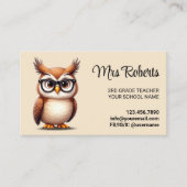 Carte De Visite Professeur Cute Owl Éducateur Professionnel (Devant)