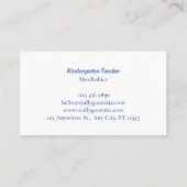 Carte De Visite Professeur d'aquarelle maternelle (Dos)