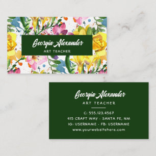 Carte De Visite Professeur d'art floral moderne et tendance