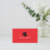 Carte De Visite Professeur de batterie . Batteur cool rouge (Debout devant)
