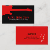 Carte De Visite Professeur de cours de guitare Studio de musique (Devant / Derrière)