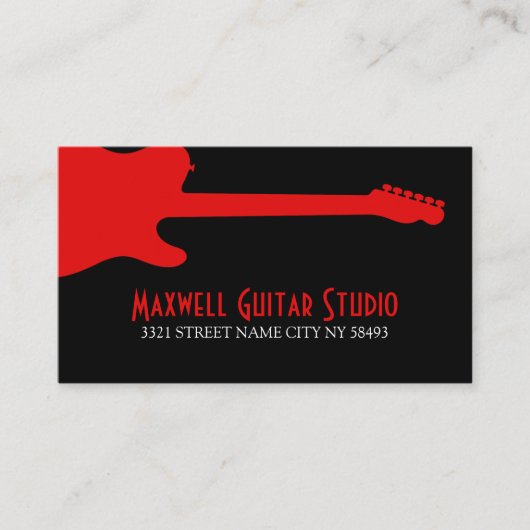 Carte De Visite Professeur de cours de guitare Studio de musique (Devant)