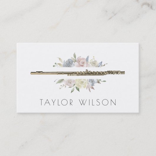 Carte De Visite professeur de flûte de cadre d'aquarelle (Devant)