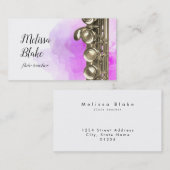 Carte De Visite professeur de flûte eau violet arrière - plan (Devant / Derrière)