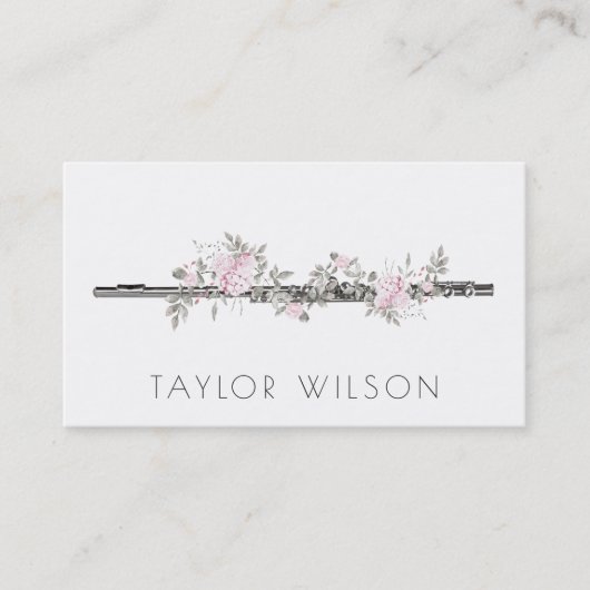 Carte De Visite professeur de flûte florale (Devant)