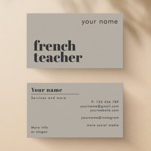 Carte de visite professeur de français langue seco
