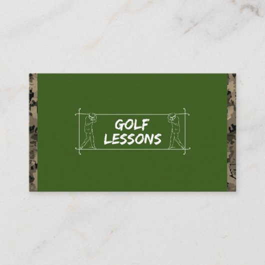Carte De Visite Professeur de golf moniteur instructeur camouflage (Devant)