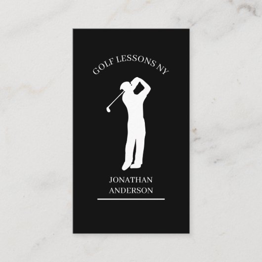 Carte De Visite Professeur de golf Noir et blanc (Devant)