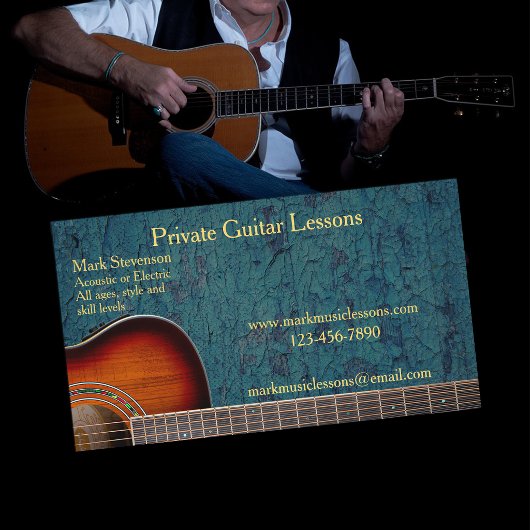 Carte De Visite Professeur de Guitare Acoustique | Électrique