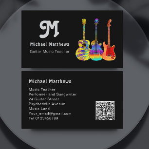 Carte De Visite Professeur de Guitare Code QR Personnalisé