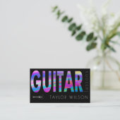 Carte De Visite professeur de guitare de script holographique FAUX (Debout devant)