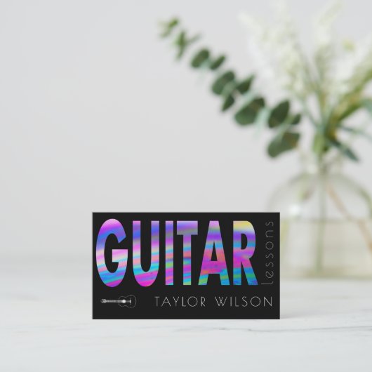 Carte De Visite professeur de guitare de script holographique FAUX (Debout devant)