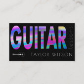 Carte De Visite professeur de guitare de script holographique FAUX (Devant)